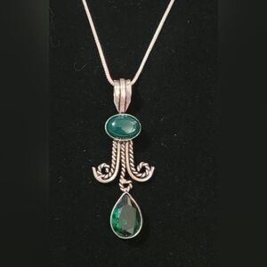 Handmade 925 Sterling Silver Green Onyx Gemstone Pendant &…